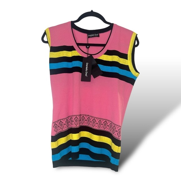 DANIELA DREI Pink Vest Top IT48 US14 UK16 XXL Sleeveless Made in Italy - Picture 1 of 7